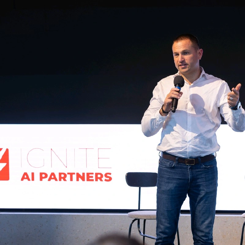 Neil Holden speaking at an Ignite event